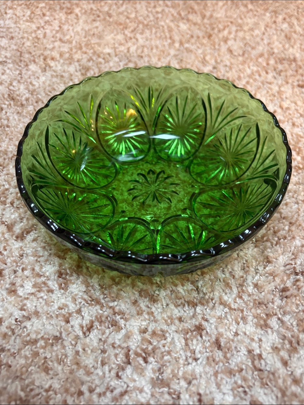 Green Pressed Glass Decorative Bowl - Unbranded